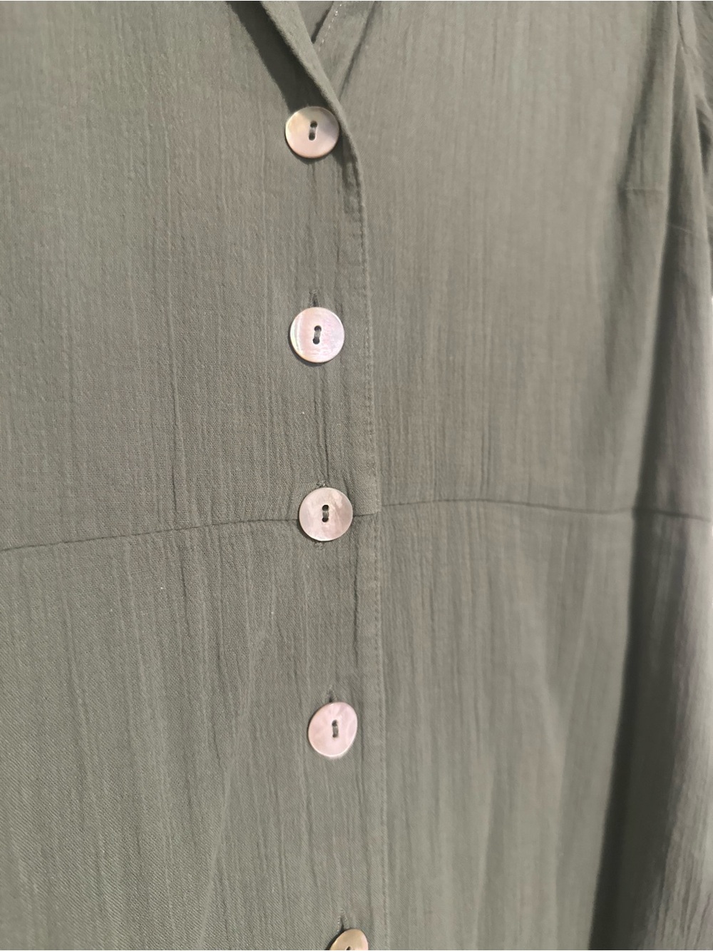 Madewell Olive Green Short-Sleeve Button-Front Dress - Picture 3 of 5